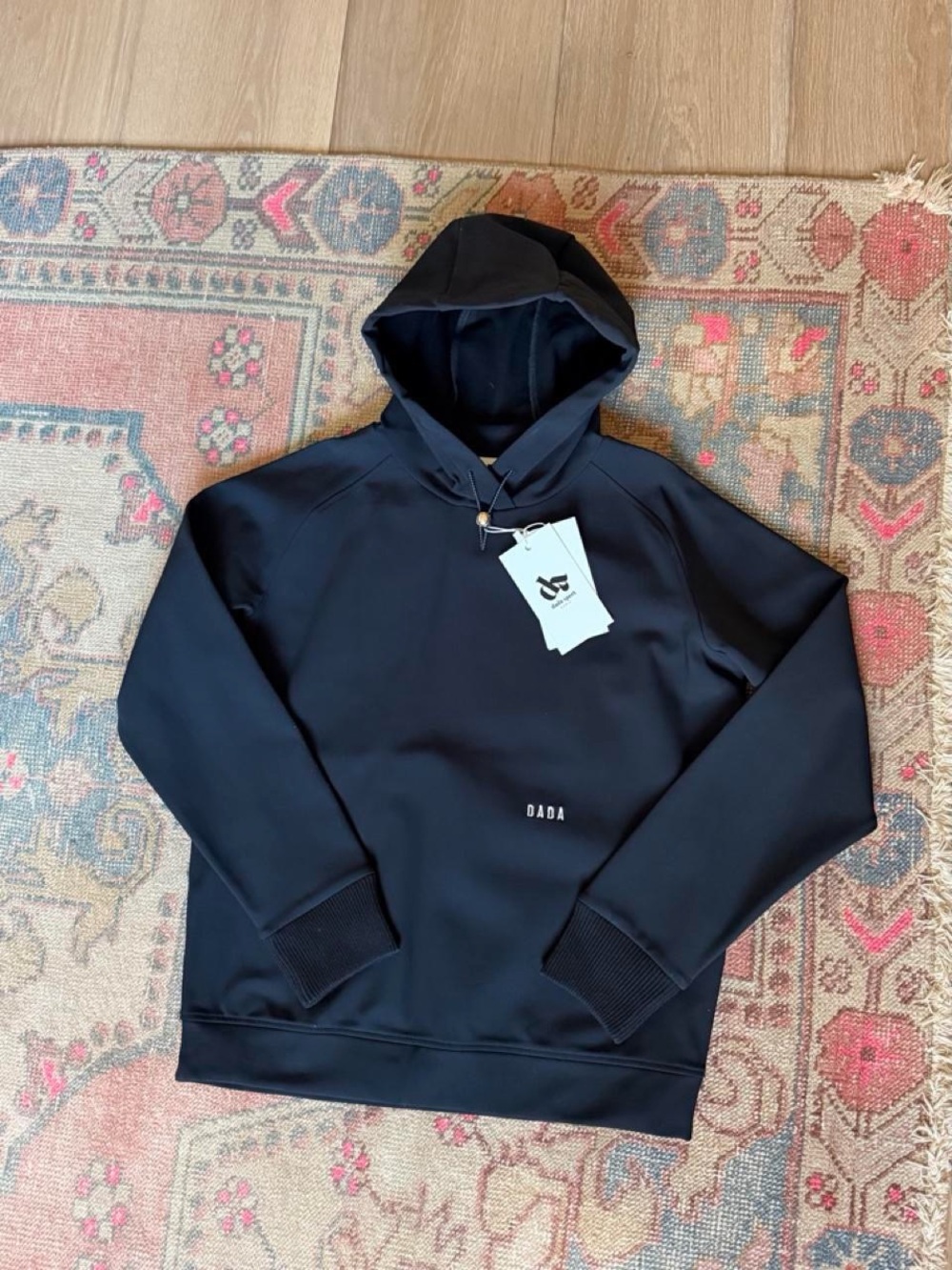 DADA Black Pullover Hoodie with Minimal Logo